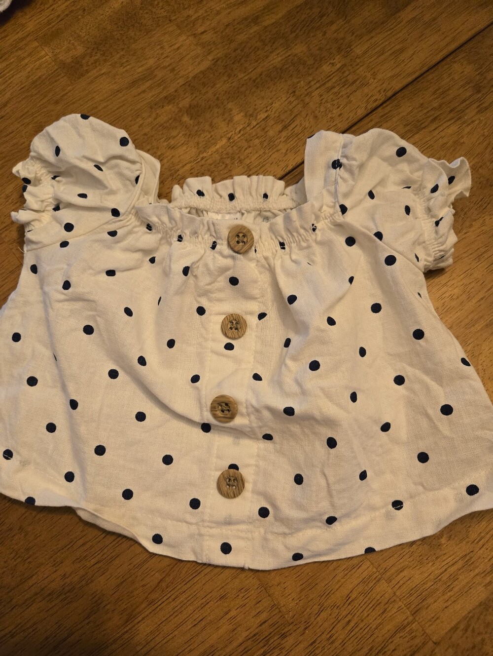 Carter's White Blouse with Navy Polka Dots